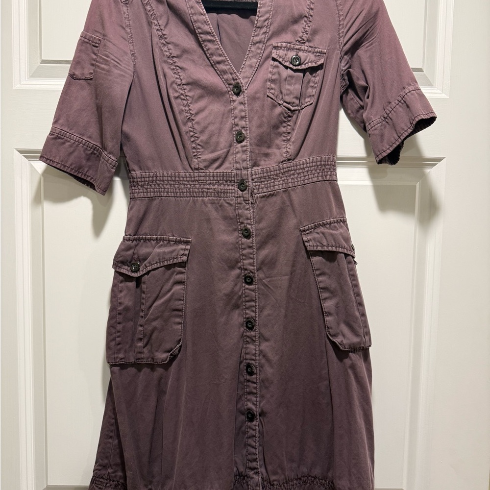 Anthropologie Maeve Utility Shirt Dress, Purple, Size 2